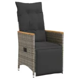szürke polyrattan dönthető kerti szék párnákkal