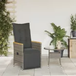szürke polyrattan dönthető kerti szék párnákkal