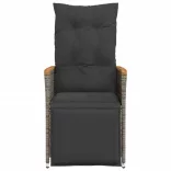 szürke polyrattan dönthető kerti szék párnákkal