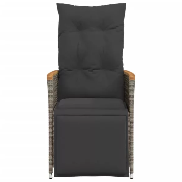 szürke polyrattan dönthető kerti szék párnákkal