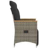 szürke polyrattan dönthető kerti szék párnákkal