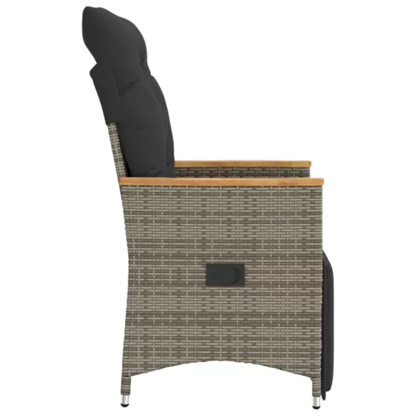 szürke polyrattan dönthető kerti szék párnákkal