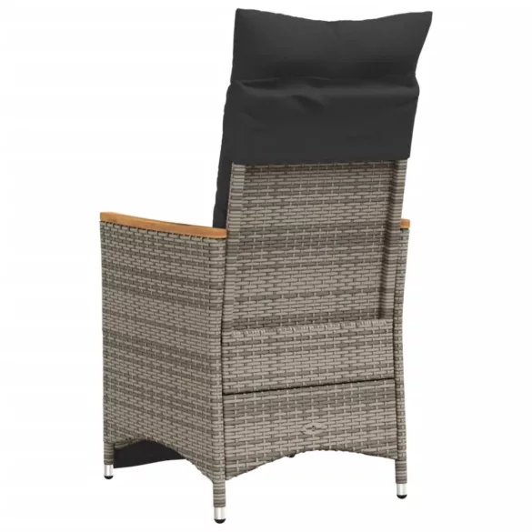 szürke polyrattan dönthető kerti szék párnákkal