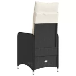 fekete polyrattan dönthető kerti szék párnával
