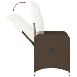 barna polyrattan dönthető kerti szék párnákkal