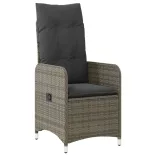 szürke polyrattan dönthető kerti szék párnákkal