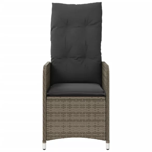 szürke polyrattan dönthető kerti szék párnákkal
