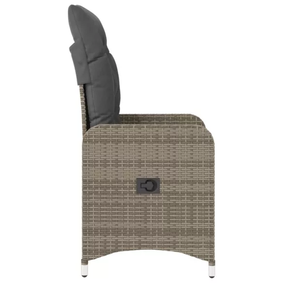 szürke polyrattan dönthető kerti szék párnákkal