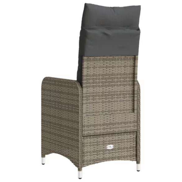 szürke polyrattan dönthető kerti szék párnákkal