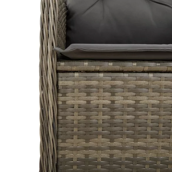szürke polyrattan dönthető kerti szék párnákkal