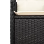 2 db fekete polyrattan dönthető kerti szék párnával