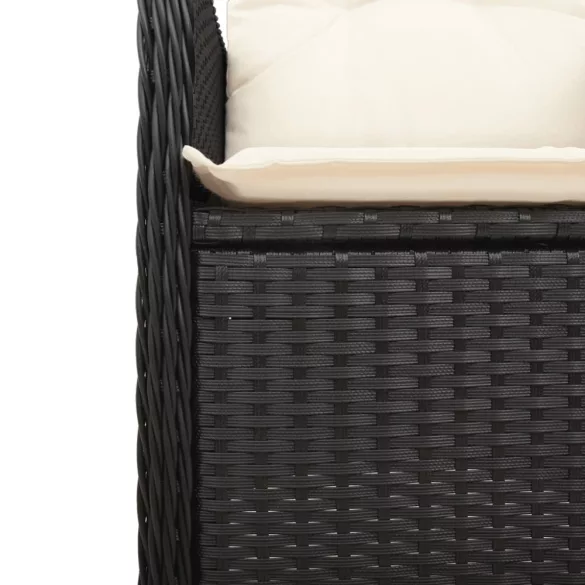 2 db fekete polyrattan dönthető kerti szék párnával