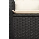 2 db fekete polyrattan dönthető kerti szék asztallal