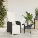 fekete polyrattan dönthető kerti szék párnával