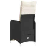 fekete polyrattan dönthető kerti szék párnával