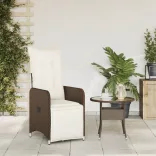 barna polyrattan dönthető kerti szék párnákkal