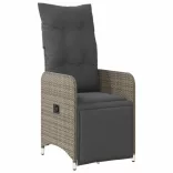 szürke polyrattan dönthető kerti szék párnákkal