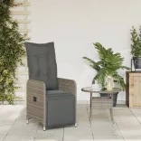 szürke polyrattan dönthető kerti szék párnákkal