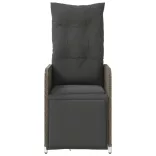 szürke polyrattan dönthető kerti szék párnákkal