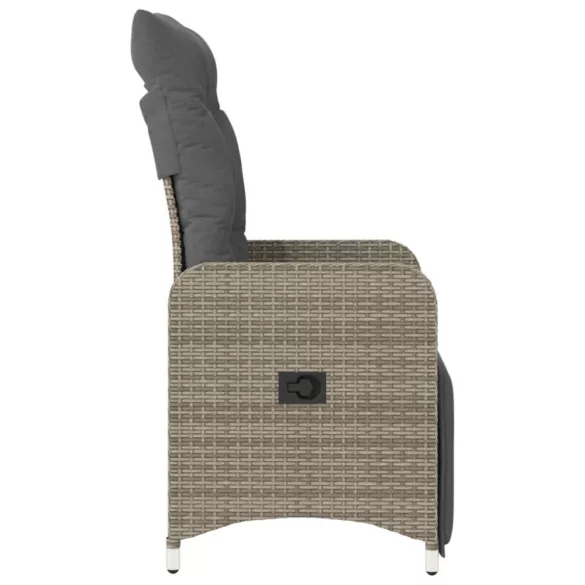 szürke polyrattan dönthető kerti szék párnákkal