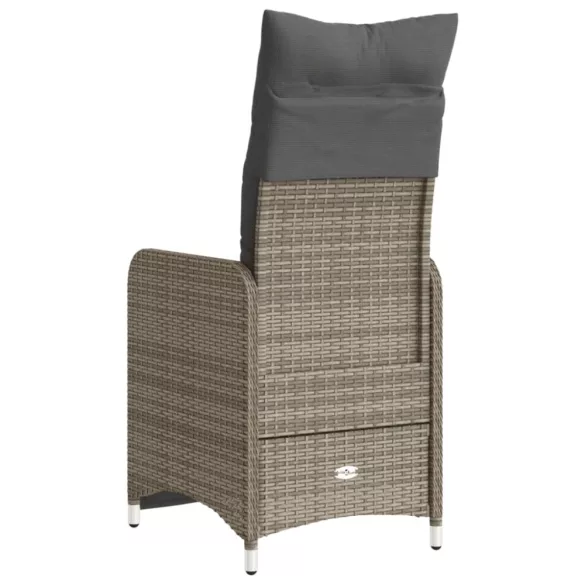 szürke polyrattan dönthető kerti szék párnákkal