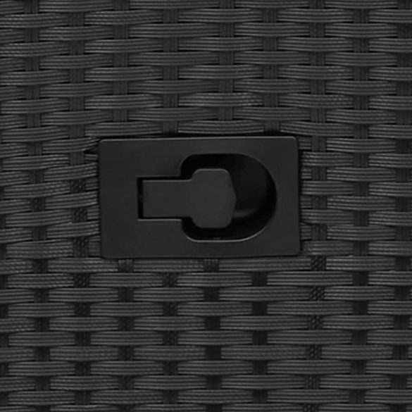 2 személyes fekete polyrattan dönthető kerti kanapé asztallal