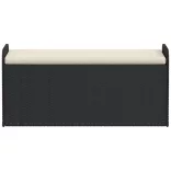 fekete polyrattan tárolópad párnával 115 x 51 x 52 cm