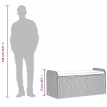 fekete polyrattan tárolópad párnával 115 x 51 x 52 cm