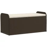 barna polyrattan tárolópad párnával 115 x 51 x 52 cm