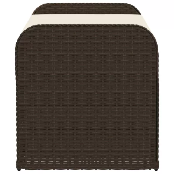 barna polyrattan tárolópad párnával 115 x 51 x 52 cm