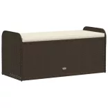 barna polyrattan tárolópad párnával 115 x 51 x 52 cm
