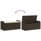 barna polyrattan tárolópad párnával 115 x 51 x 52 cm