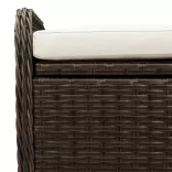 barna polyrattan tárolópad párnával 115 x 51 x 52 cm