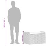 fekete polyrattan tárolópad párnával 80 x 51 x 52 cm