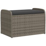 szürke polyrattan tárolópad párnával 80 x 51 x 52 cm