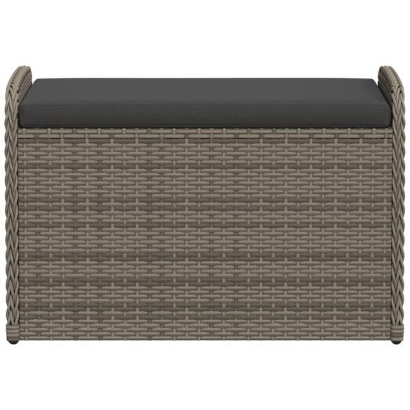 szürke polyrattan tárolópad párnával 80 x 51 x 52 cm