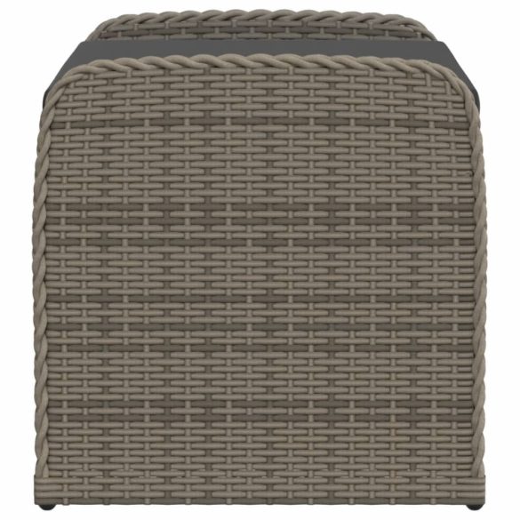 szürke polyrattan tárolópad párnával 80 x 51 x 52 cm