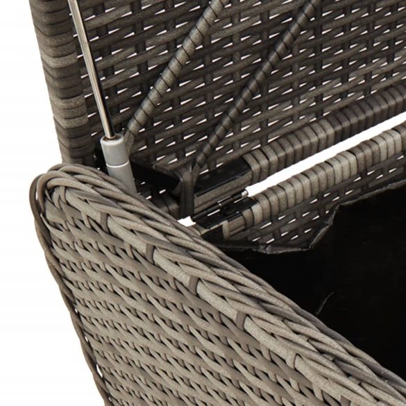 szürke polyrattan tárolópad párnával 80 x 51 x 52 cm