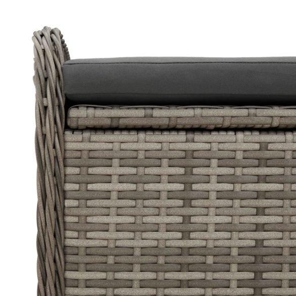 szürke polyrattan tárolópad párnával 80 x 51 x 52 cm