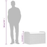 szürke polyrattan tárolópad párnával 80 x 51 x 52 cm