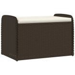 barna polyrattan tárolópad párnával 80 x 51 x 52 cm