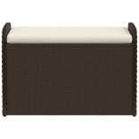 barna polyrattan tárolópad párnával 80 x 51 x 52 cm