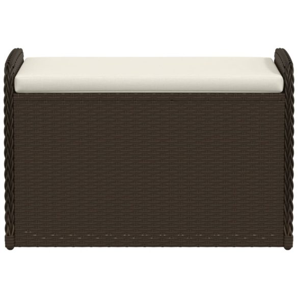 barna polyrattan tárolópad párnával 80 x 51 x 52 cm