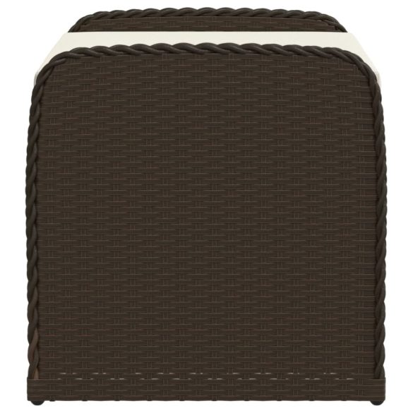barna polyrattan tárolópad párnával 80 x 51 x 52 cm