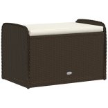 barna polyrattan tárolópad párnával 80 x 51 x 52 cm