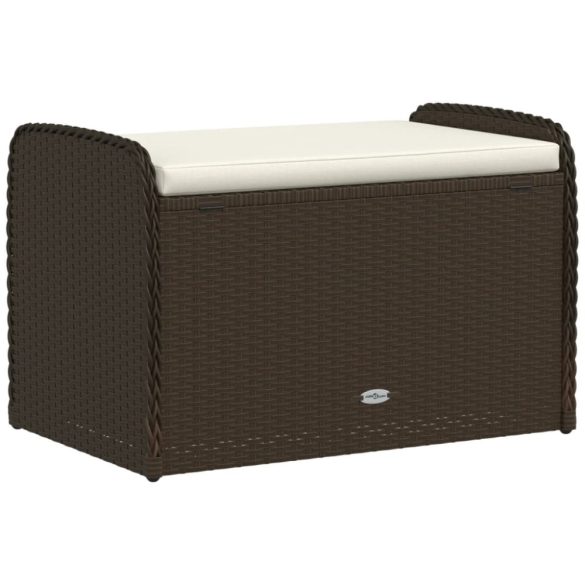barna polyrattan tárolópad párnával 80 x 51 x 52 cm