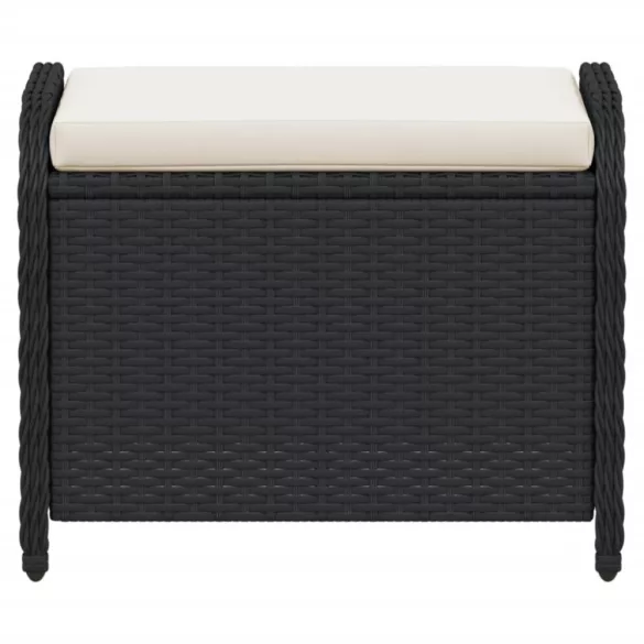 fekete polyrattan kerti szék párnával 58 x 46 x 46 cm