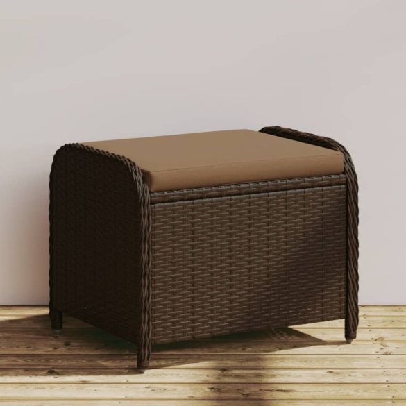 barna polyrattan kerti szék párnával 58 x 46 x 46 cm