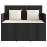 fekete polyrattan kerti pad párnával