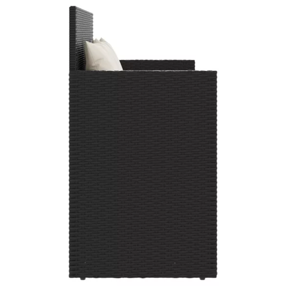 fekete polyrattan kerti pad párnával